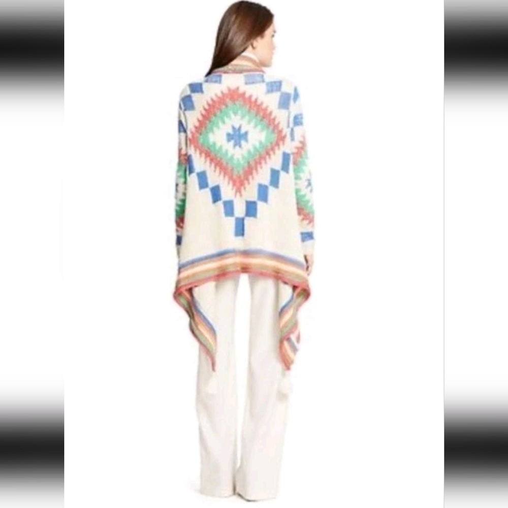 Ralph Lauren Vintage Southwestern Aztec Wool Blend Long Cardigan With Tassel PS